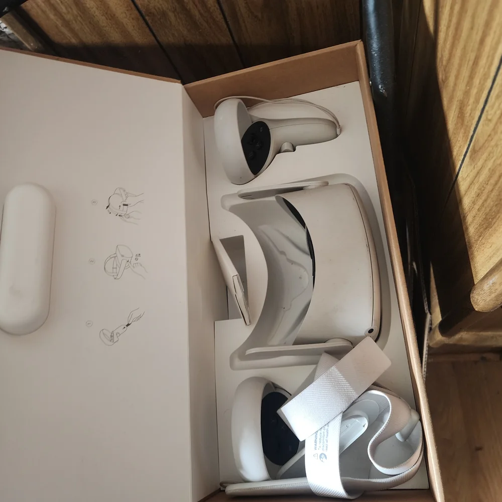 White VR Headset and Controllers